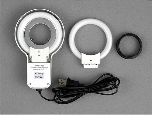 Miniatura 5 de AmScope SM-4TX-FRL Microscopio de zoom estéreo trinocular profesional, ocular WH10x, aumento de 3.5X-45X, objetivo de zoom 0.7X-4.5X, luz de anillo