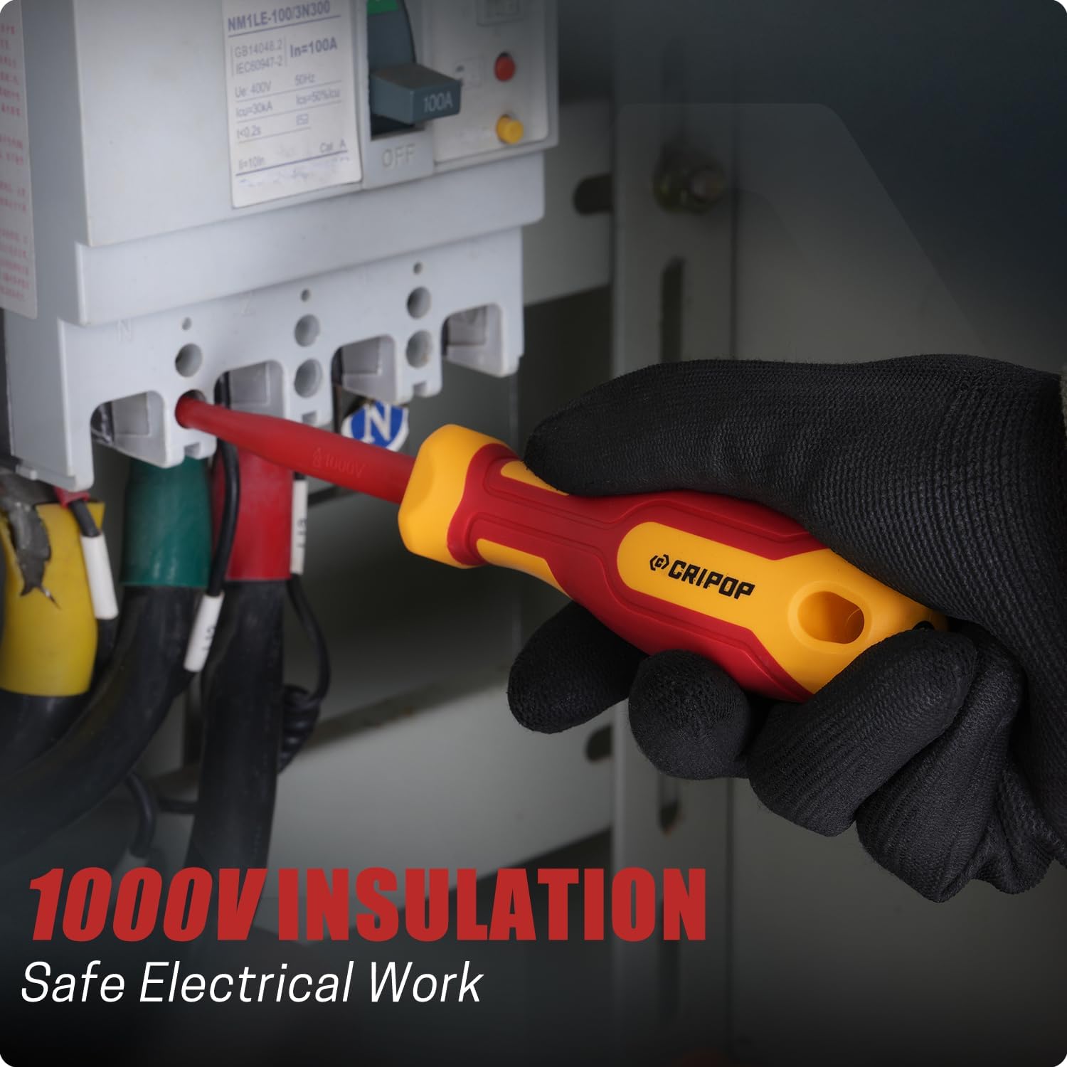 Insulated Phillips Screwdrivers, 1000V Insulated #2 Phillips Tip Screwdriver with 6" Shaft, Magnetic Tip, Slim Tip Design for Tight Spaces