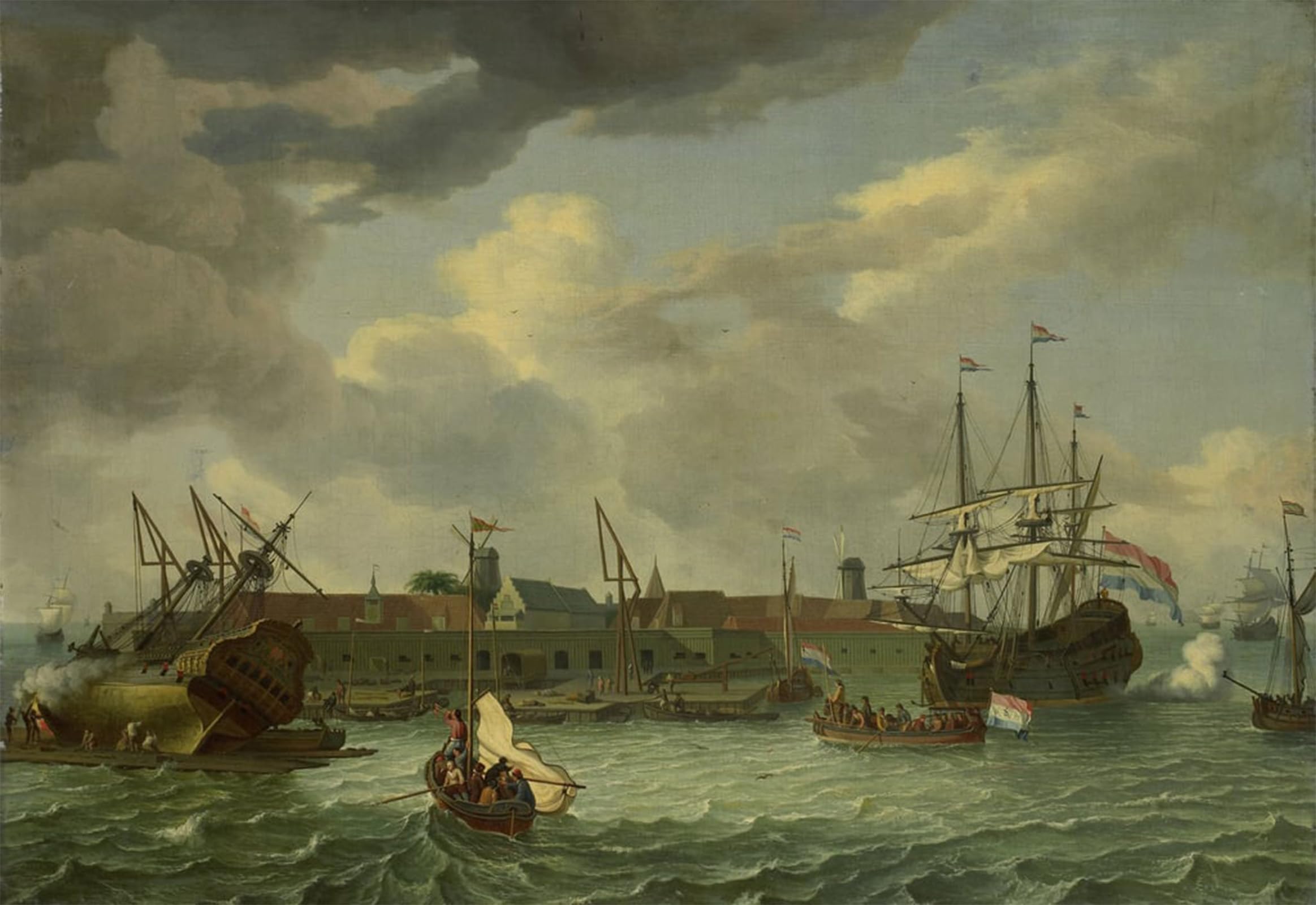 POSTERIIk Famous Modern Artwork Art Mural the Island of Onrust Near Batavia by Abraham Storck Oil Paintings Pictures for Home Decor 60x90cm