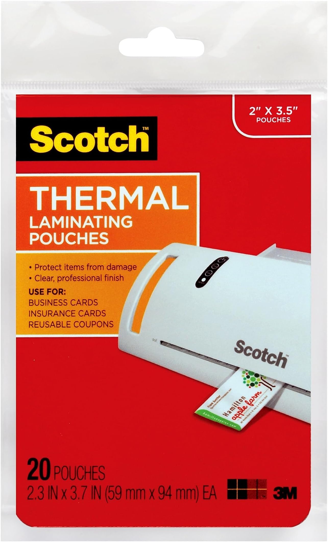 GBC Laminating Sheets, Thermal Laminating Pouches, Business Card Size, 5 Mil