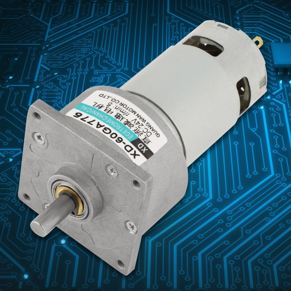 Akozon Getriebemotor DC12V / 24V 35W Micro-DC-Metallgetriebemotordrehzahl einstellbar CW/CCW(24V 5 U/min)