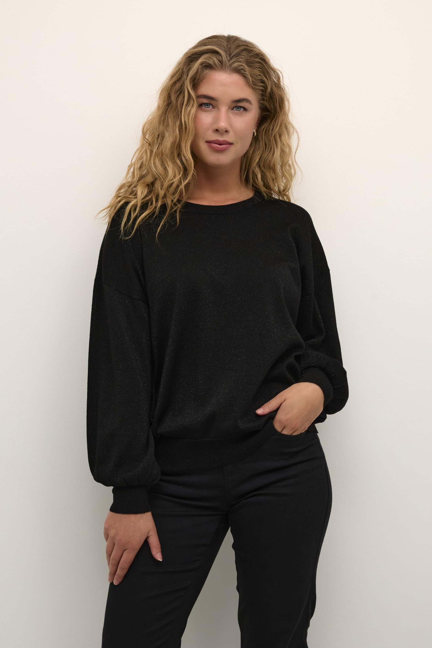 KAFFE Damen Strickpullover KAregina Damen Strickpullover Glitzer Langarm Winter Pullover Casual Elegant Lange Ärmel