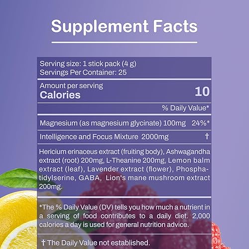 Miniatura 5 de Bebida Super Cortisol  Polvo de magnesio calmante, L-teanina, melena de león y Ashwagandha  Relajación, enfoque y equilibrio de estrés para mujeres