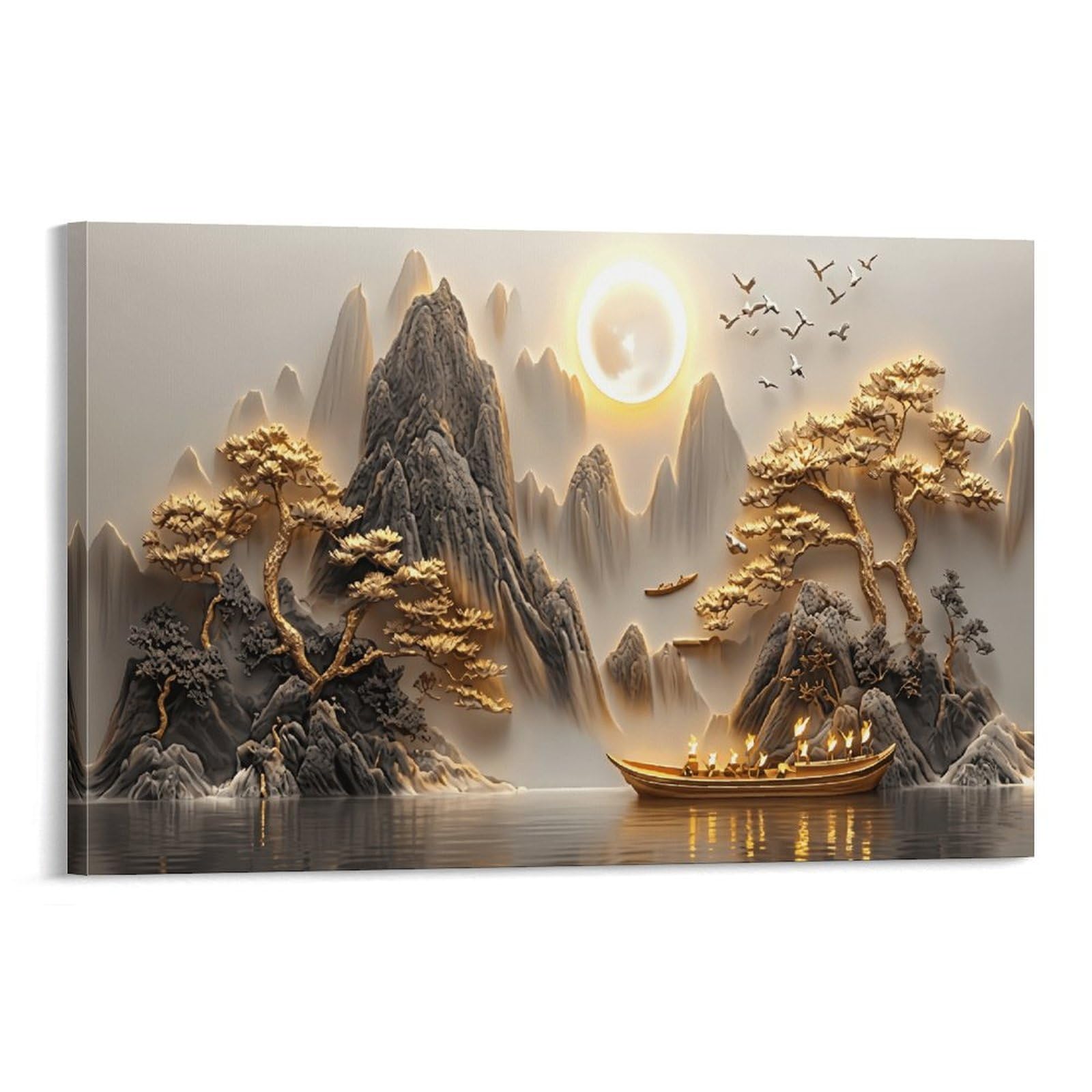 XPASHIQWC Ink Wash Landscape Poster Artwork Canvas Prints Picture Modern Canvas Wall Art Picture Wall Hanging for Home Decorations 20x30inch(50x75cm)