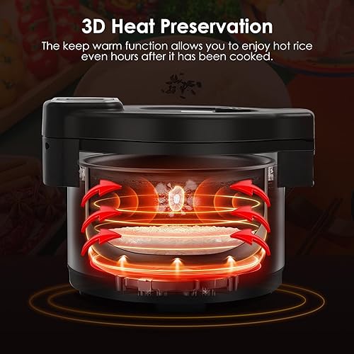 Miniatura 5 de Olla de arroz comercial grande para 50 tazas (cocidas)/25 tazas (sin cocinar), olla arrocera de 1850 W 13 L para restaurante, comedor, fiesta,