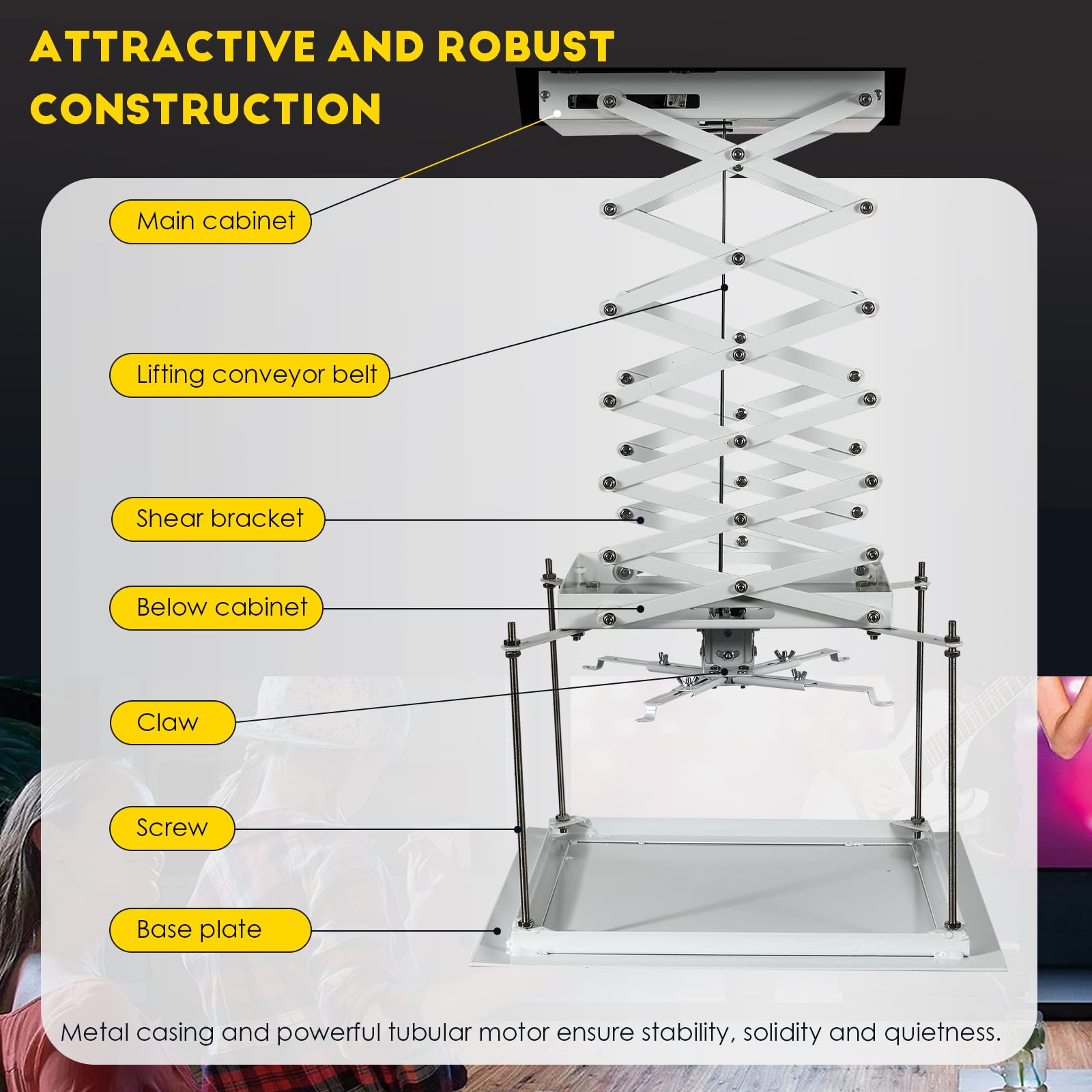 CGOLDENWALL Ultra-Thin Hidden Motorized Projector Mount Projector Ceiling Mount, 23.6 * 23.6