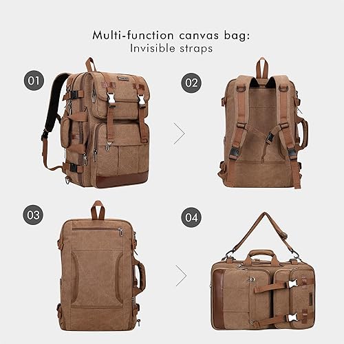 Miniatura 7 de WITZMAN Mochila de viaje de lona para hombre, mochila grande para computadora portátil, apta para mochila de hombro convertible de 16 pulgadas