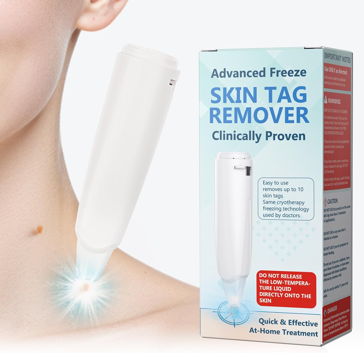 Skin Clinic Freeze Point for Warts and Skin Tags, 1 Warts and SkinTag Removal Kit About 10 Treatments, Safe Home Use Cryogenic Freeze-Off Kit, Wart and SkinTags Removal in 7-14 Days A0318
