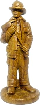 Solid Rock Stoneworks Fireman Decorative Stone Statue 25in Tall Autumn Wheat Color