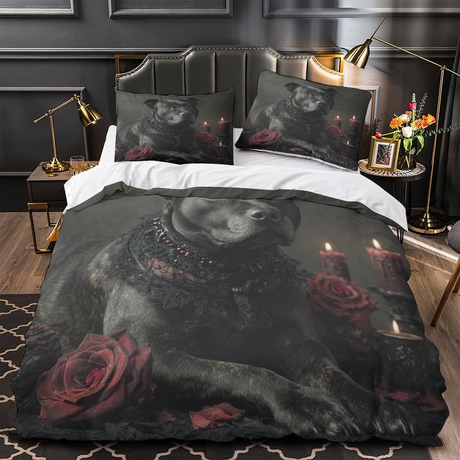 Housse de couette chien noir gothique pour transformer l'ambiance d'une chambre d'adulte