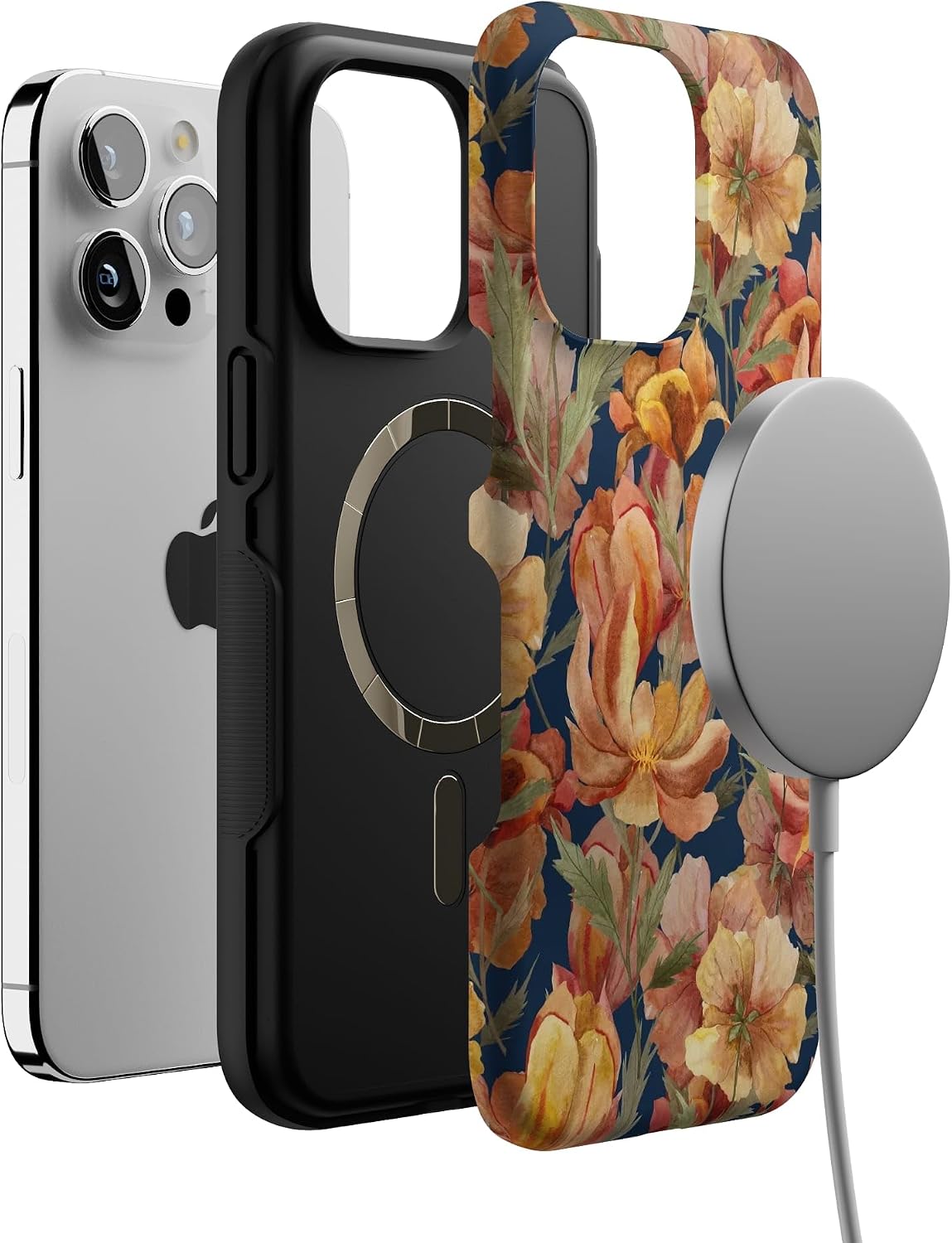 Casely iPhone 15 Pro Max Case | Fallen Gold | Antique Floral | Bold Protective Design | Compatible with MagSafe