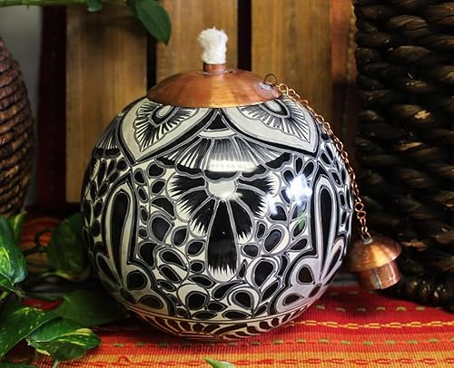 Miniatura 6 de Antorcha mexicana pintada a mano (cerámica, amarillo monocromo)