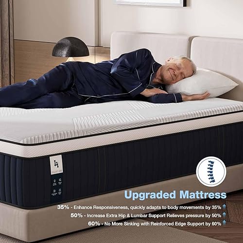 Miniatura 6 de DIGLANT - Colchón híbrido de espuma viscoelástica de 14 pulgadas con parte superior europea, resortes de felpa media, tamaño King para alivio de