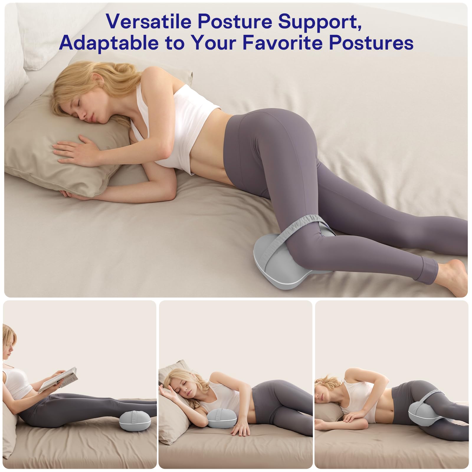 Oreiller D'alignement Pour Dormeur Côté - Coussin Genou/jambes Orthopédique - Mousse Mémoire, Housse Respirante - Noir - 4