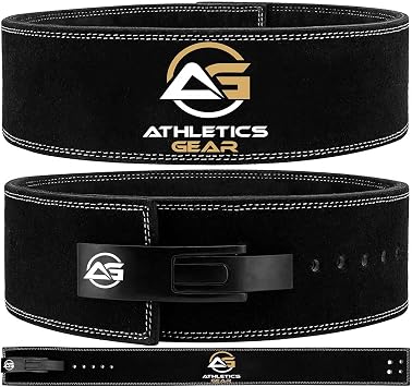 Weight Lifting Belt by AG - 4-inch Wide & 8mm Thick Leather Weightlifting Belt with LEVER Buckle   Gym Lifting, Powerlifting, Workout, Weight Belt for Men & Women