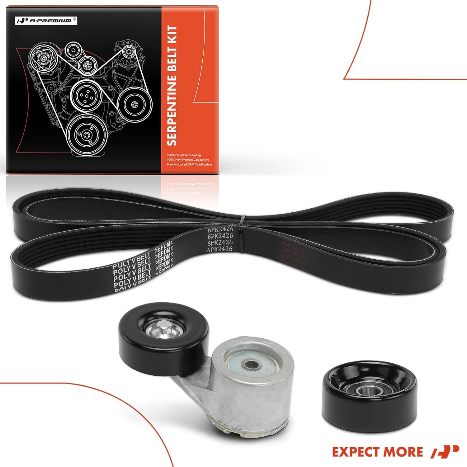 A-Premium Engine Serpentine Belt Drive Kit Compatible with Chevrolet Blazer, C1500, C2500, C3500, R1500 R2500 V1500 V2500 Suburban, S10 & GMC Jimmy, Sonoma, K1500, K2500, K3500 & Oldsmobile Bravada