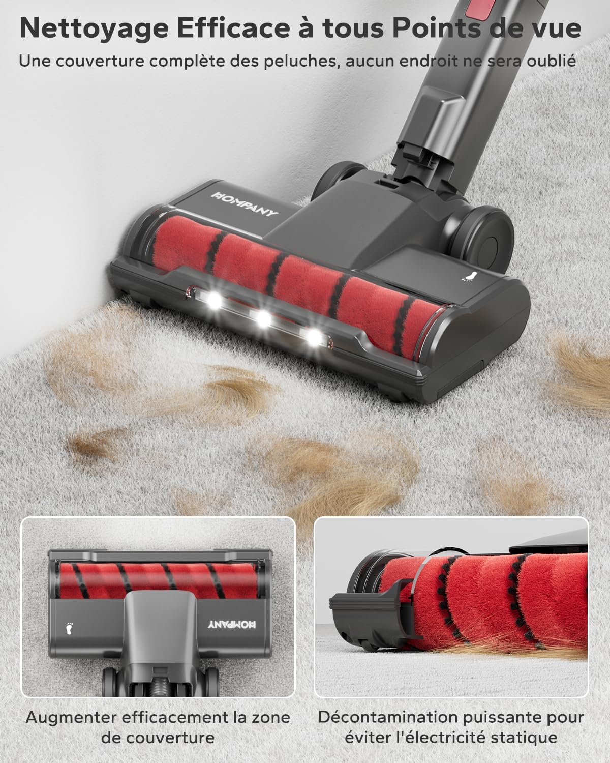 HOMPANY SmartVac 12 brush roll cleaning