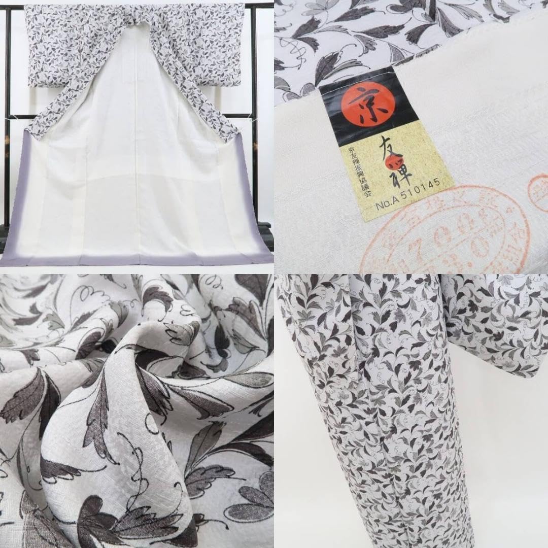 竺仙 流水に鯉 仕立て上がり 夏着物 仕付糸付 綿紅梅 高級浴衣 6219