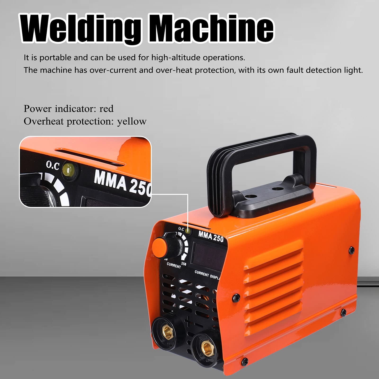 Soldador Inverter Geevorks 20-250A MMA Mini Soldadora de Arco Tecnología Profesional IGBT | 1,90 KG, 200x 86 x 123mm | Impermeable | Maquina de Soldar Electrodo 220V, Naranja
