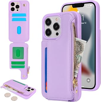 Cavor for iPhone 13 Pro Max Wallet Case with Card Holder, Purple