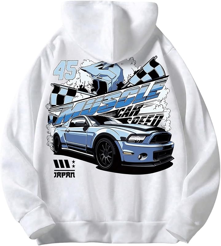 Floerns Men's Long Sleeve Hooded Casual Y2K Graphic Hoodies Sweatshirt