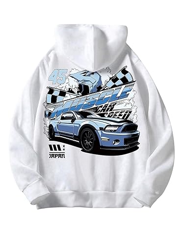 Men's Long Sleeve Lightweight Hooded Drawstring Letter Print Casual Y2K