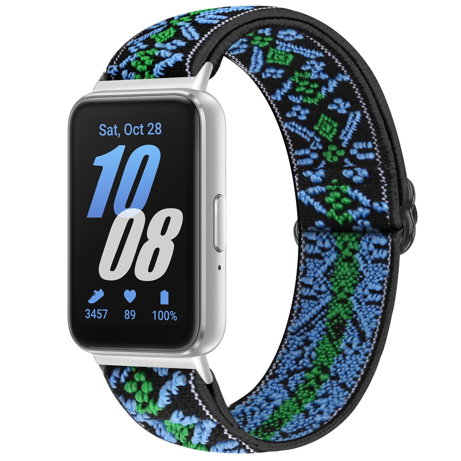 Yunshare Elastic Nylon Wristband Compatible with Samsung Galaxy Fit 3, Adjustable Stretchy Nylon Replacement Strap for Galaxy Fit3 SM-R390 for Men and Women, S - XL, Nylon, No gemstone