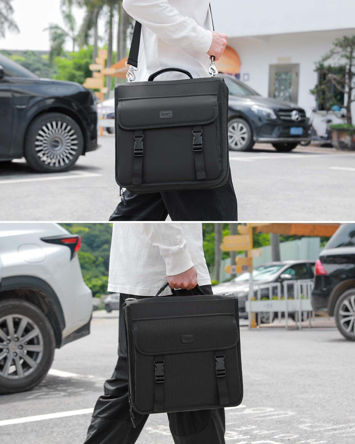 3" d-ring zipper binder with 700+ sheets capacity, 3-ring zip up binder with shoulder strap for school, college, office, compatible with 13" macbook & 12.9" tablet (black)