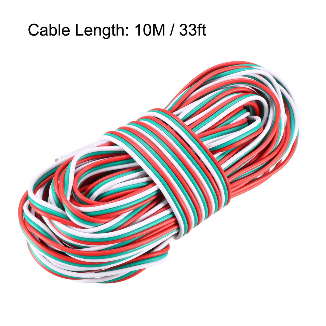 uxcell RGB Wire 22AWG 3 Pin 3 Color Extension Cable Line for LED Strip 5050 3528 Cord 33ft / 10m