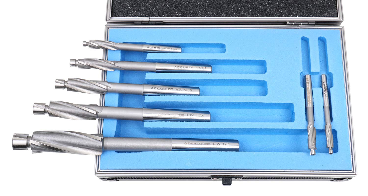 Accusize HSS Cap Screw Counterbore, 3-Flute, Inch, 7Pc, 509S-0007 — Amazon image 2