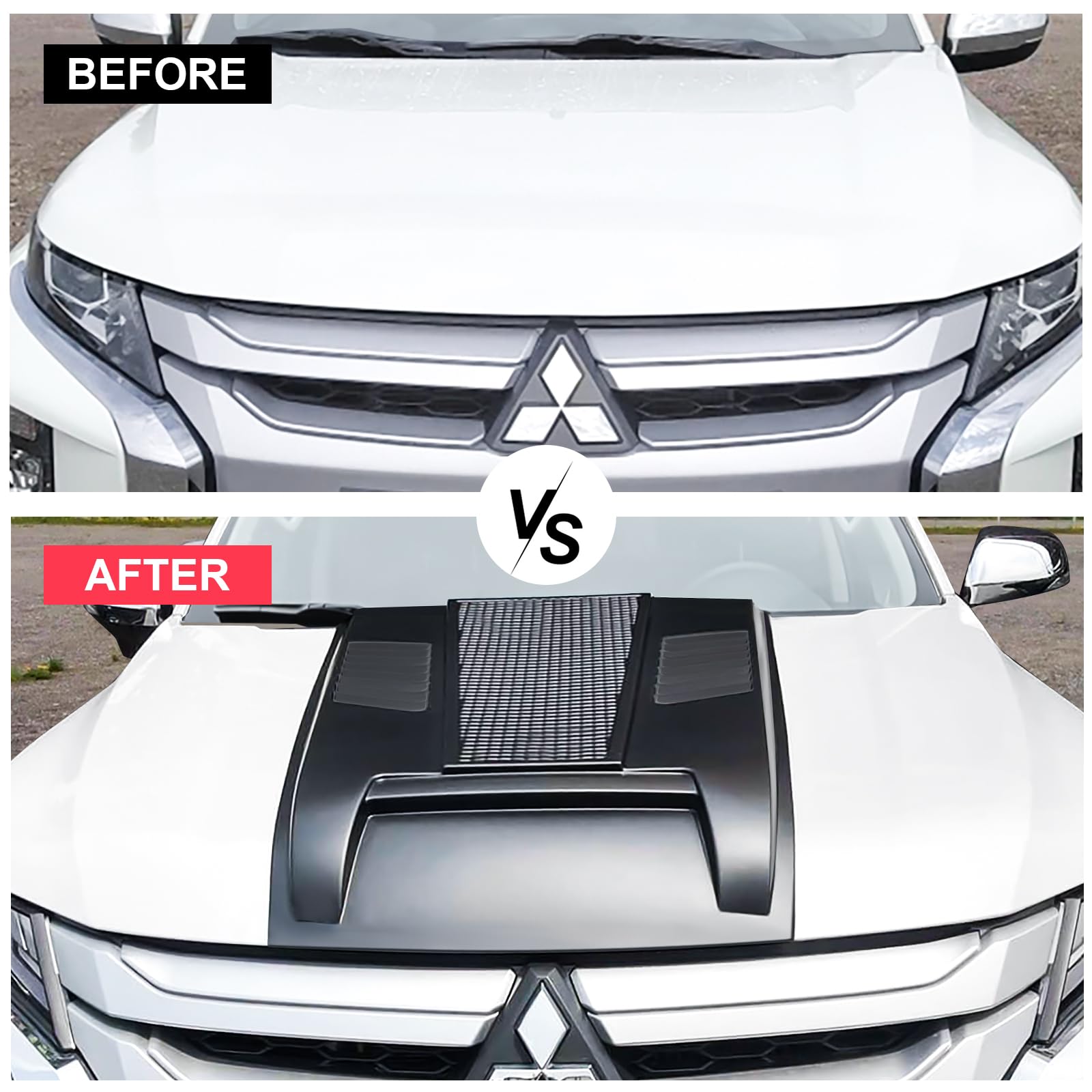 Pala para capó Mitsubishi L200 Triton 2019-2024, ABS capó accesorio todoterreno negro mate