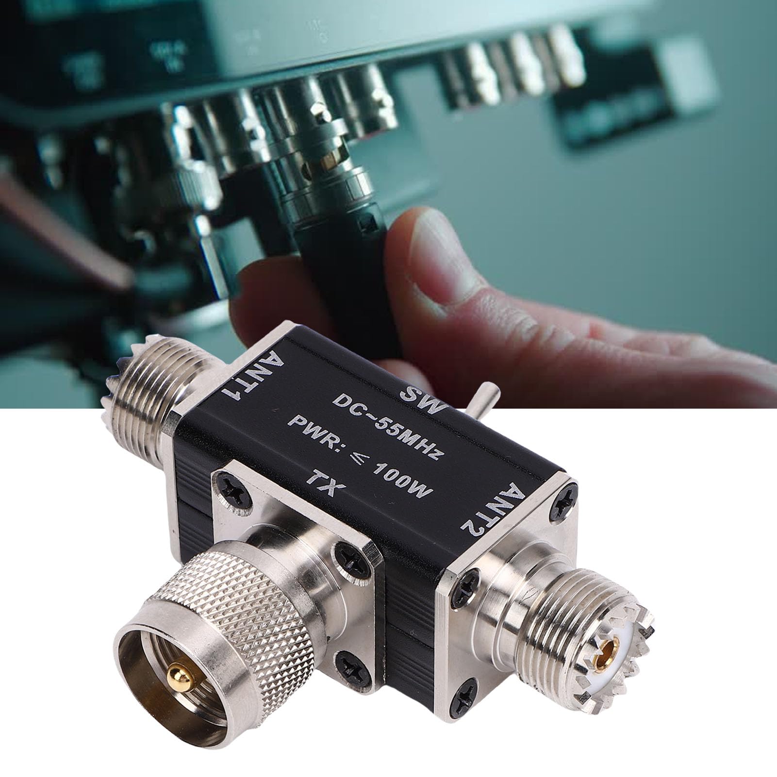 Ausla Commutatore per Antenna Coassiale, Commutatore Coassiale CB HAM a 2 Vie 100 W con Protezione di Interruzione e Messa a Terra per YouKits