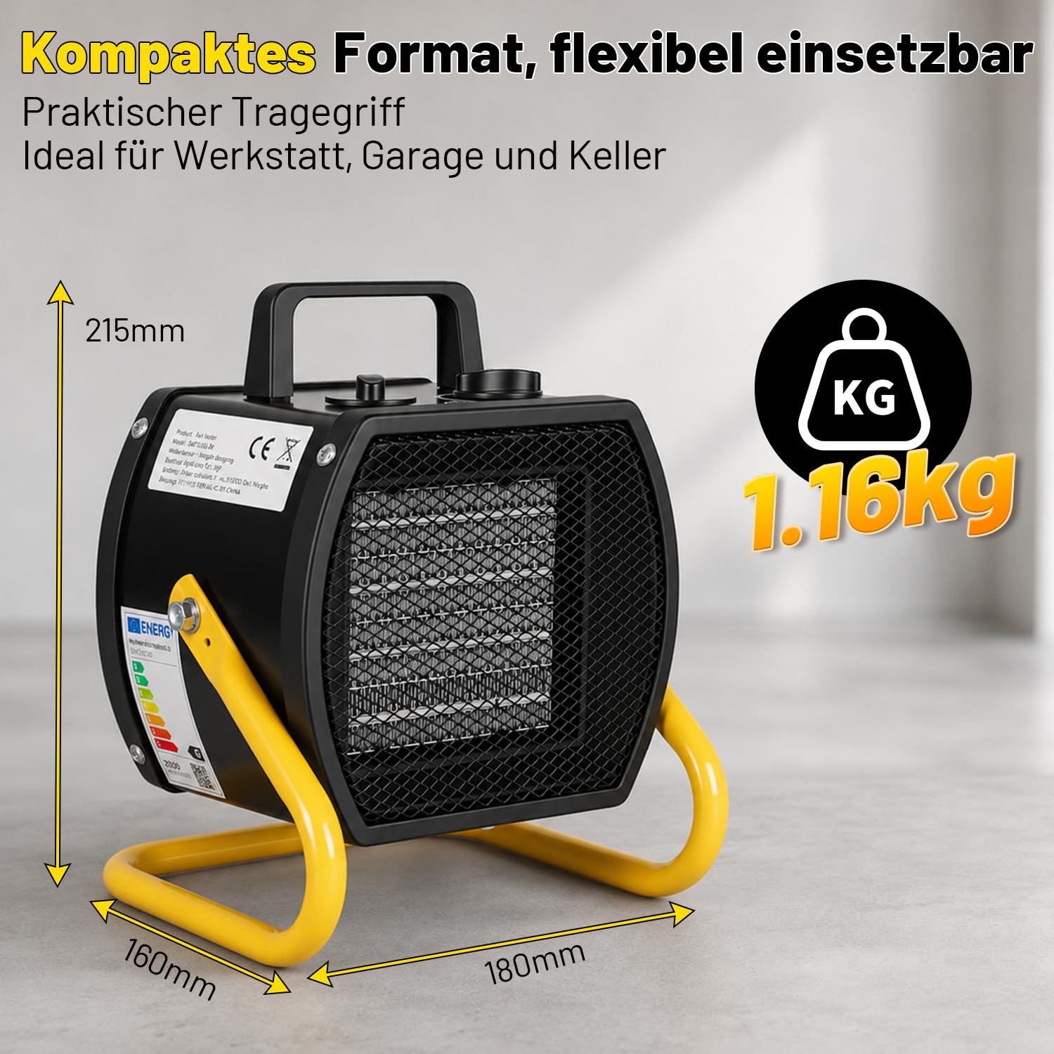 Calefactor de 2000 W PTC, calefactor de construcción con