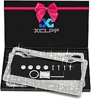 Vista 10 de Marco de matrícula brillante para mujeres, marcos de matrícula de acero inoxidable brillante Más de 1000 piezas de cristales de diamantes