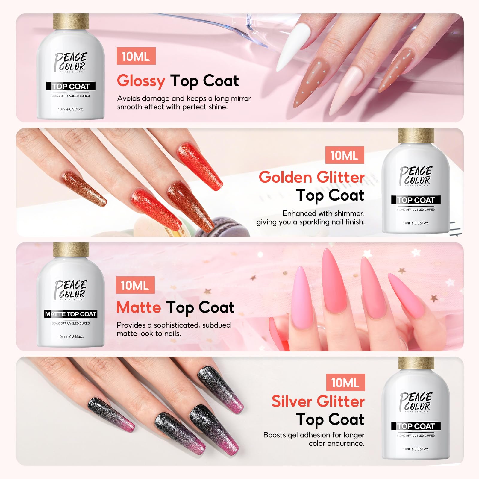 PEACECOLOR 83 Stück Gel Nägel Set mit Nagellampe und Nagelfräser, 55 Farben Nude Rosa Rot Grün Orange UV Nagellack Set mit Base Top Coat Nagelset Gelnägel Geschenke für Mädchen