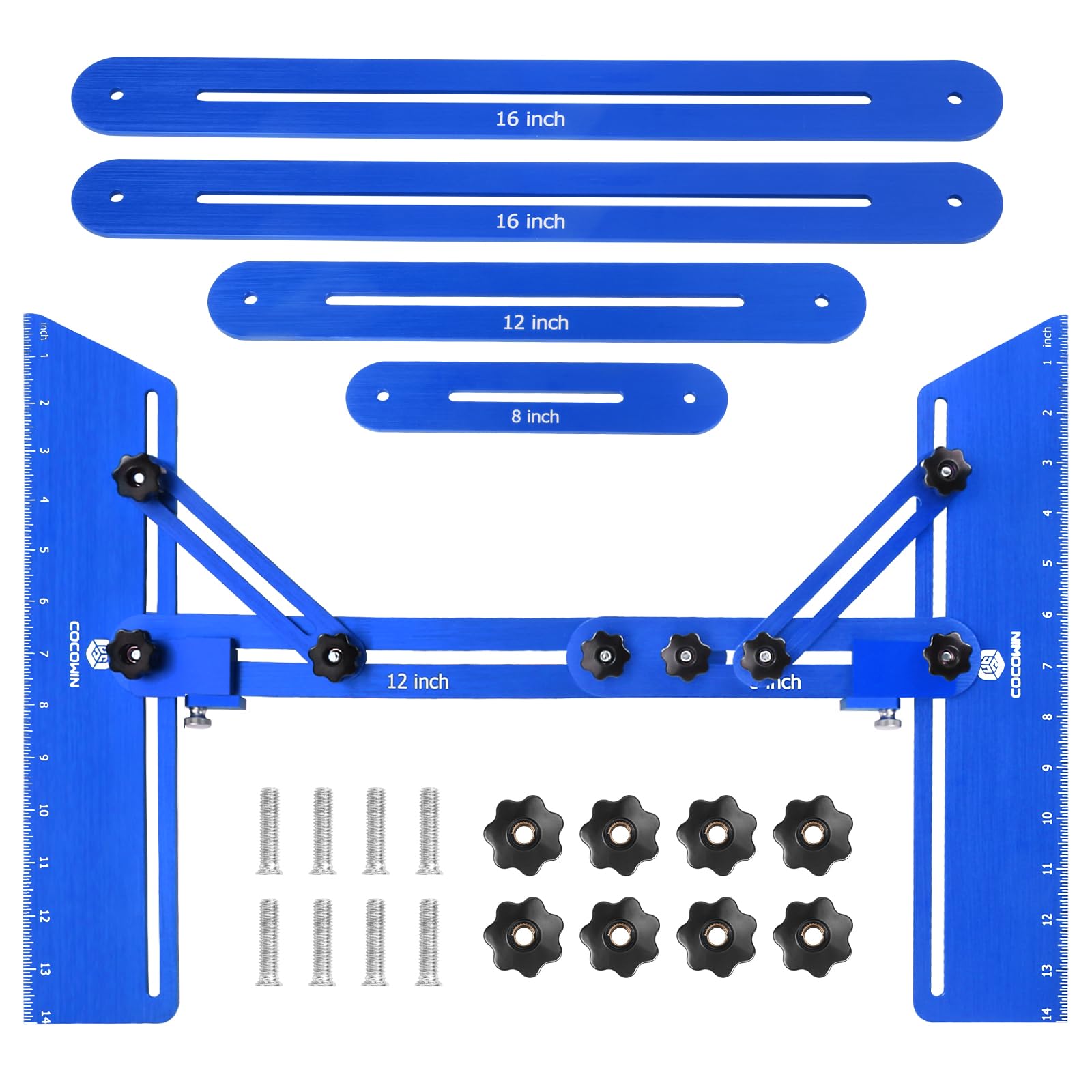 Stair Tread Template Tool – Adjustable 16.7 To 62.6 Inch With Triangle Locking, Angled Brace & Flip-Stop For Easy Layout