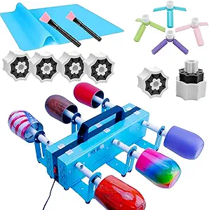 LFSUM Double 2X Cup Turner for Crafts Tumblers, Double Cup Spinner Machine Kit Glitter Powder,Cup Drying Rack for Crafts Epoxy Resin Glitter Tumbler (6X-Blue)