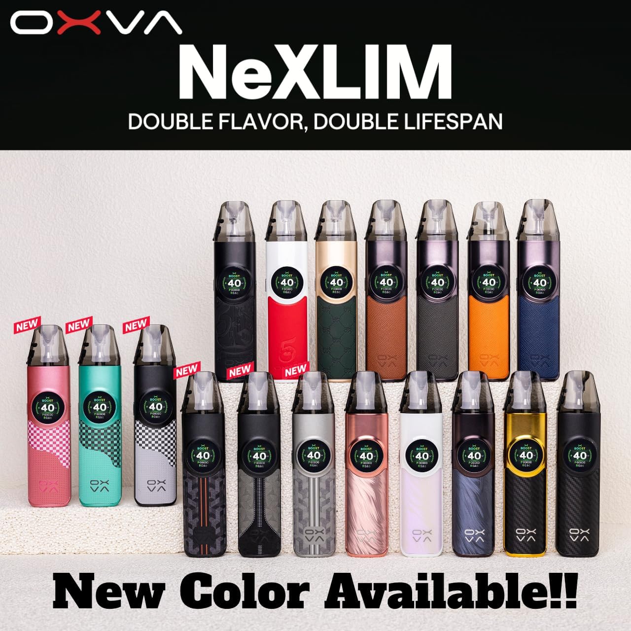 oxva nexlim double flavor double lifespan OXVA NeXLIM, 40W Dual Mesh Pod, 1500 mAh, 4 mL Cartridge, Double Flavor and  Lifespan