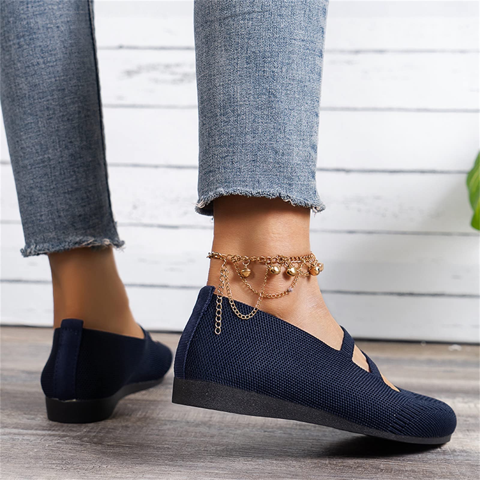 Ballerine Donna Eleganti, Ballerina Pantofole Comode Chiuse Da Camminata Scarpe Con Tacco Basse Da Ballo Pianta Larga Mocassini Sneakers Casual Slip on Primavera Estate