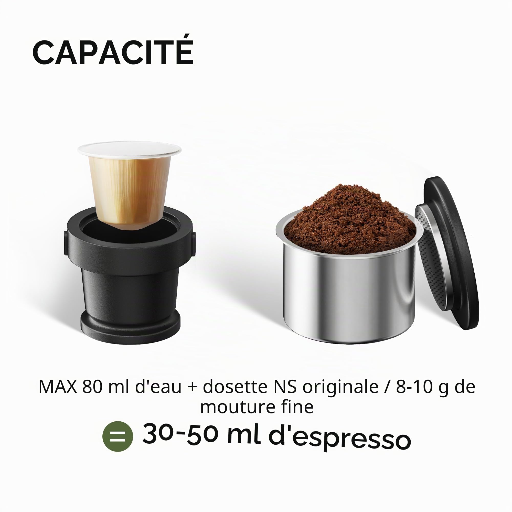 HIBREW H4D Machine à expresso manuelle pour camping et voyage – Machine à café portable à pompe manuelle avec tasse intégrée, café moulu 2 en 1 et dosettes originales Nes