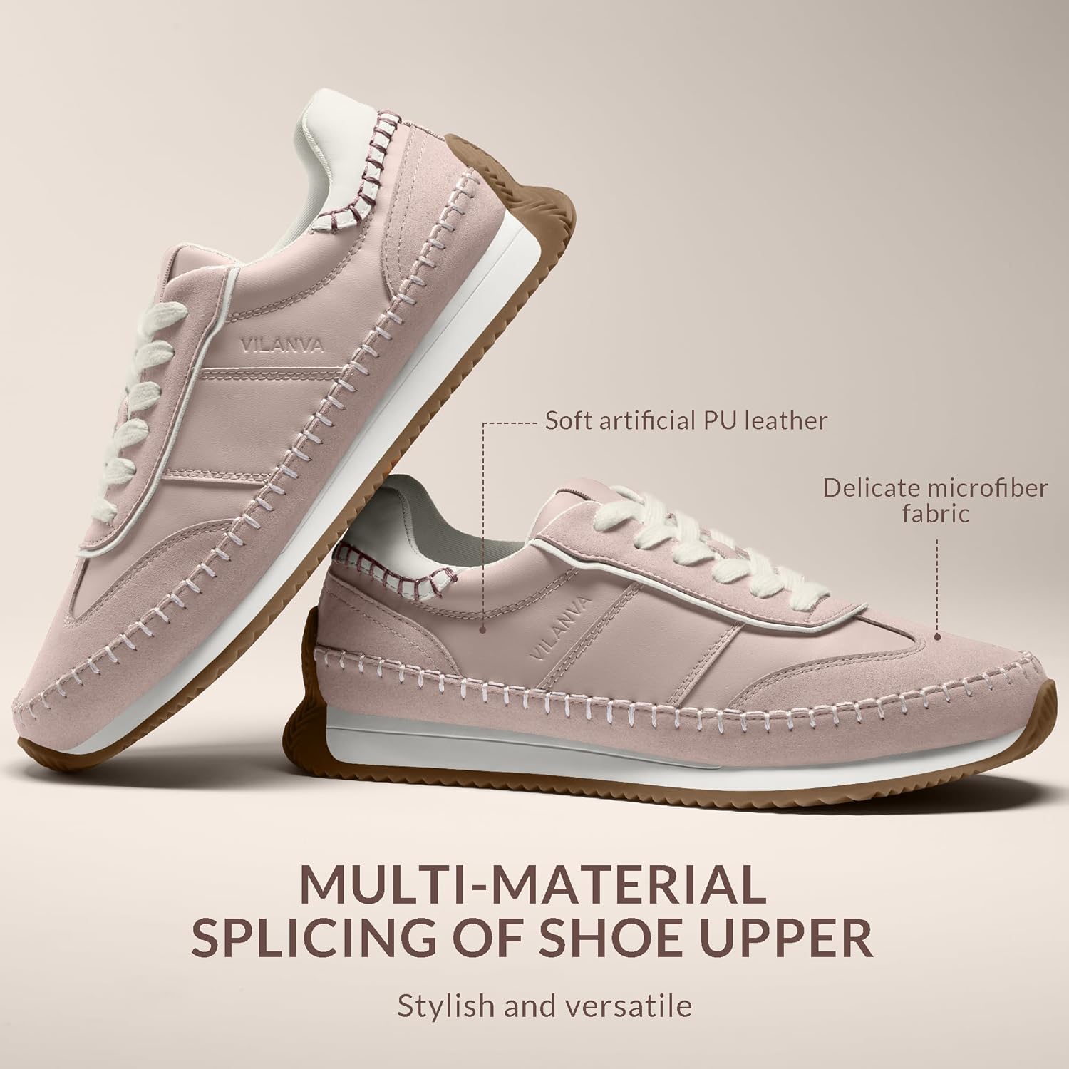 Vilanva Women's Fashion Sneakers Casual Tennis Shoes with Non-Slip Retro Gum Sole Ladies Walking Trendy Footwear