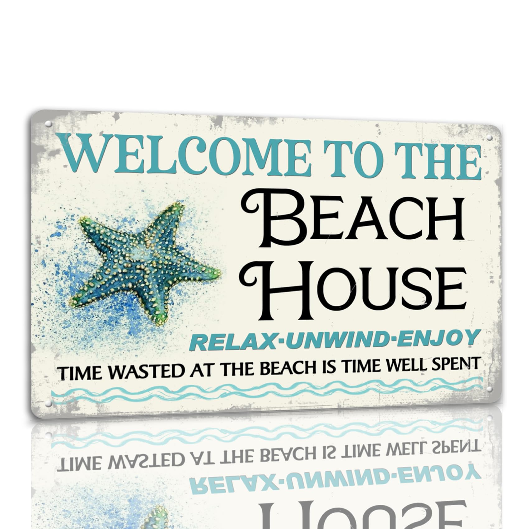 peiyeety 8 * 12inches Welcome To The Beach House Tin Sign Vintage Beach House Metal Signs Funny Wall Decor Plaque For Home Bar Beach Pool Deck Porch Patio Outdoor Decoration