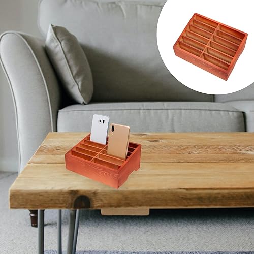 Miniatura 9 de Soporte de madera para teléfono celular, caja organizadora de escritorio para teléfono celular, caja de almacenamiento de 12 rejillas para el aula y