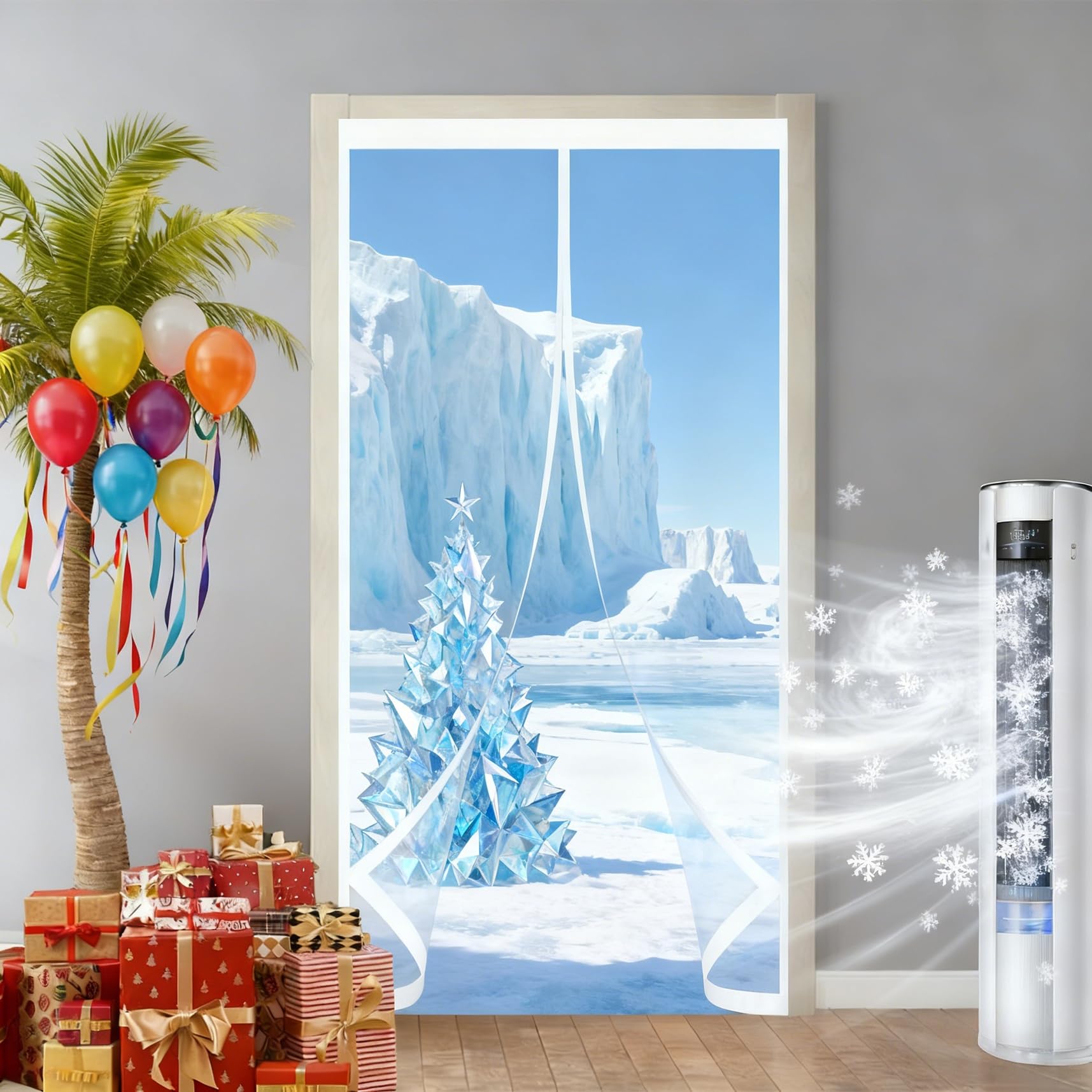 Thermo Türvorhang 129 x 285 cm Geräuschisolierung Winddicht Wasserdicht Haustierfreundlich, Türvorhang Isolier Schutz Vorhang für Balkon Terrassen Kellertür, A