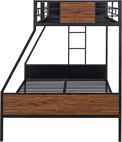 Miniatura 4 de Litera de metal individual sobre matrimonial litera de marco de acero resistente con barandilla de seguridad escalera integrada para dormitorio