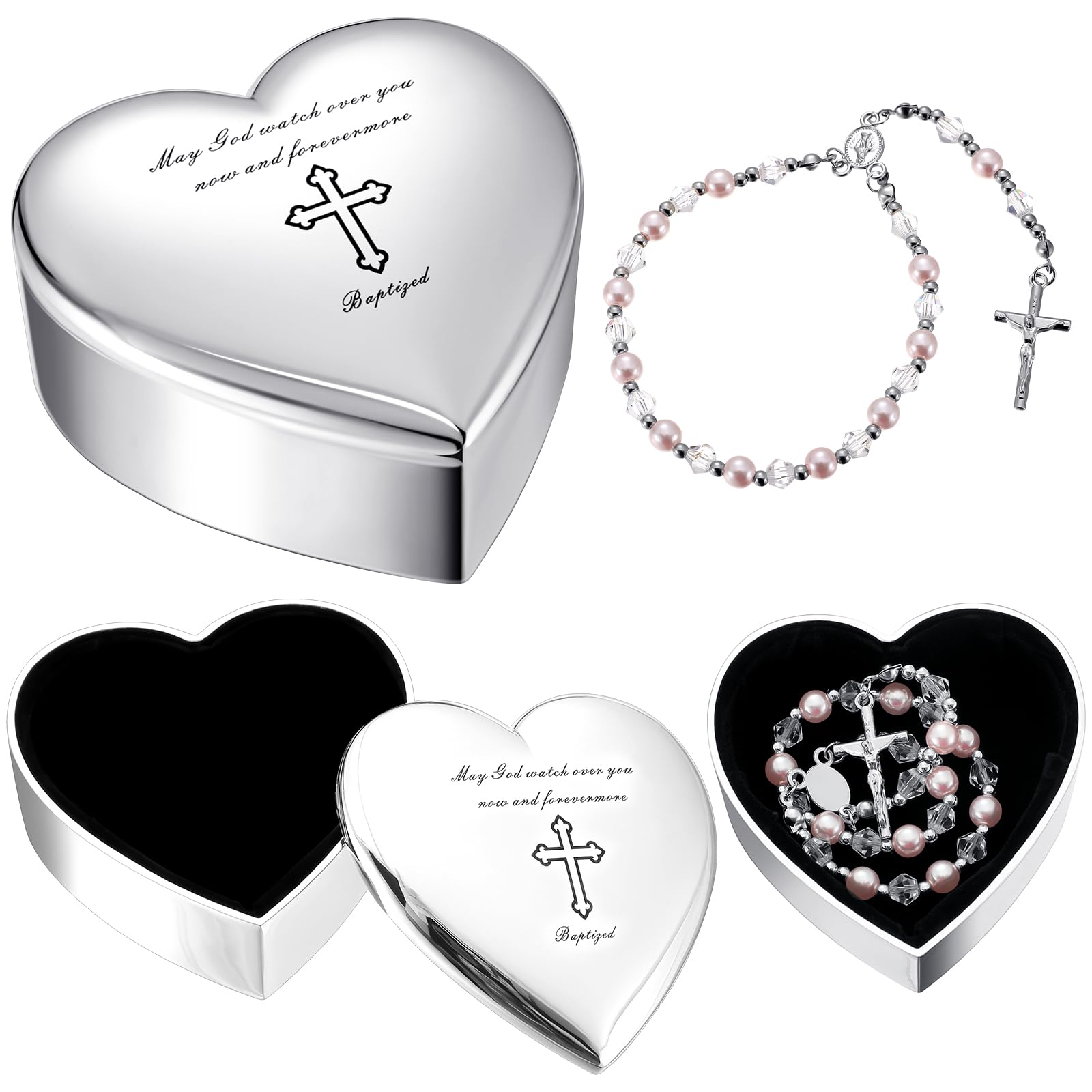 Amazon.com: Quelay 2 Pcs Heart Jewelry Keepsake Box and Pink Baby