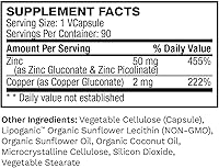 Vista 1 de Suplemento liposomal de picolinato de zinc puro con cobre, apoyo inmunológico, metabolismo y salud de la piel Alta potencia, para adultos, hombres