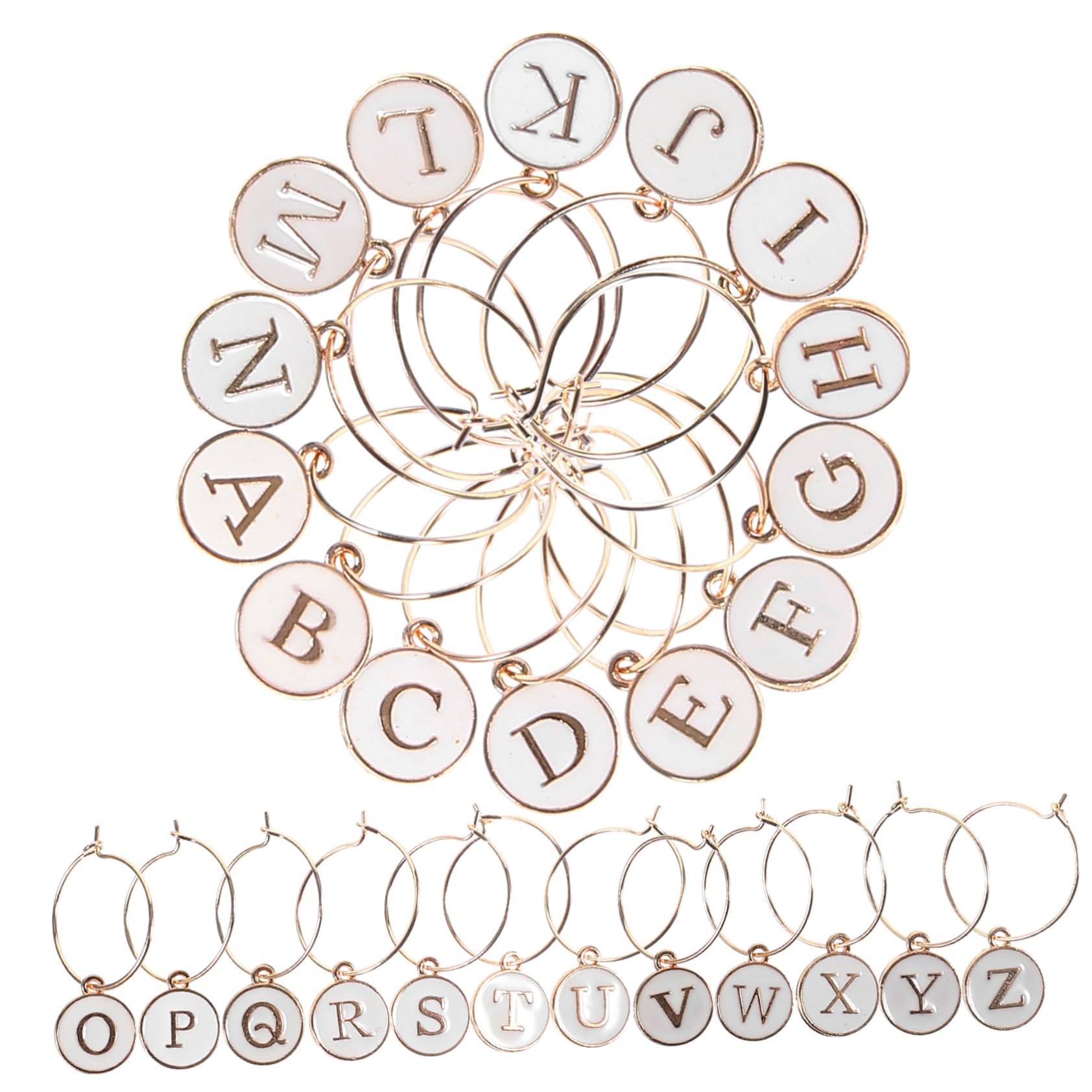 MAGICLULU 5 Sätze Teiliges Weinglasmarker Aus Wiederverwendbare Buchstabenanhänger Für Stilvolle Identifikation Von Trinkgläsern Bei Partys Und Familienfeiern 26 Stücke * 5