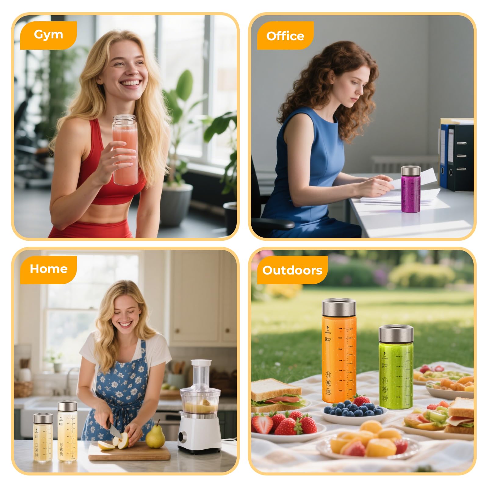 Botellas de vidrio para jugo, paquete de 6 botellas de vidrio de borosilicato de boca ancha con tapas, resistentes al calor, a prueba de fugas, sin BPA, reutilizables para jugos, licuados 8
