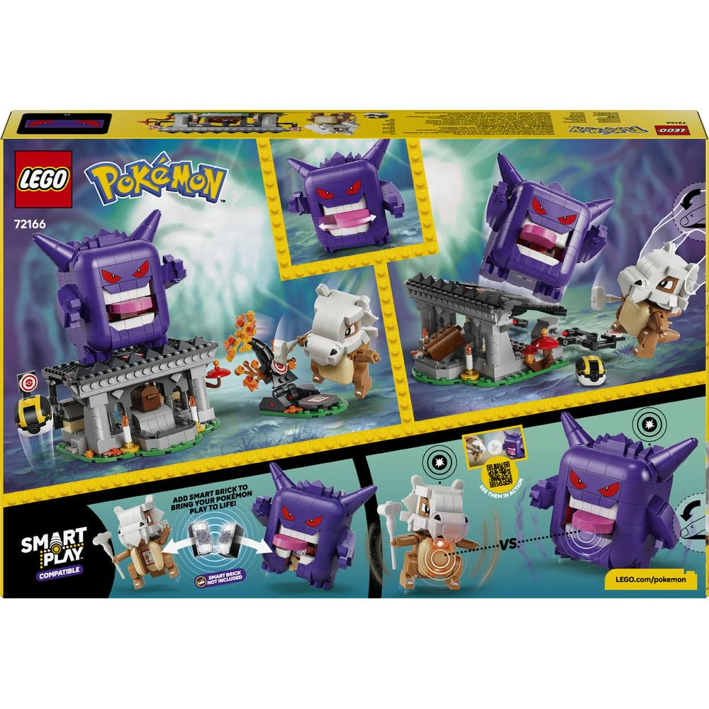 LEGO Pokémon SMART Play: Cubone i Gengar — upiorne starcie 72166 | Interaktywna zabawka z figurkami Pokémonów z klocków, zestaw kompatybilny, prezent dla dzieci 8+, 4 SMART Tagi, 782 elementy